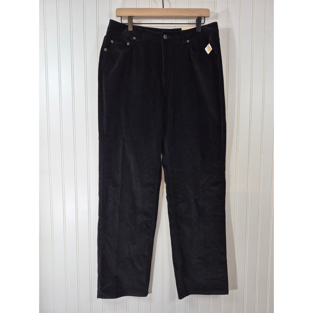 NWT Vintage Talbots Womens Black Velvet Corduroy 34"x31" Straight Leg Pants 12